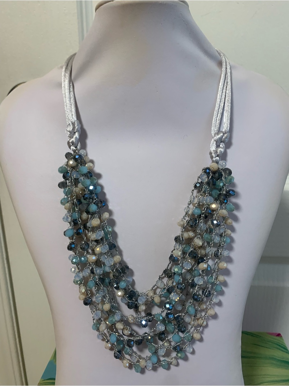 Multi-Strand faceted glass beads necklace